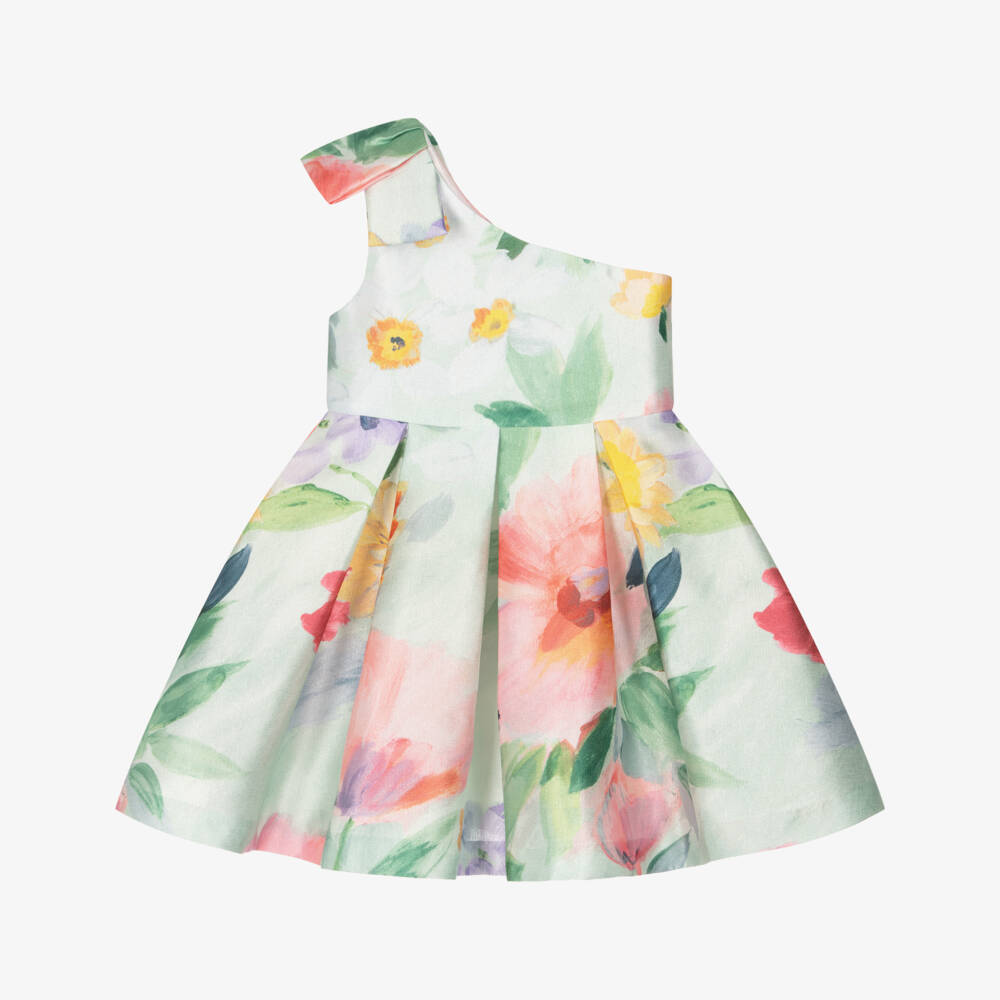 Abel & Lula-Ivory Floral One Shoulder Dress | Childrensalon Outlet