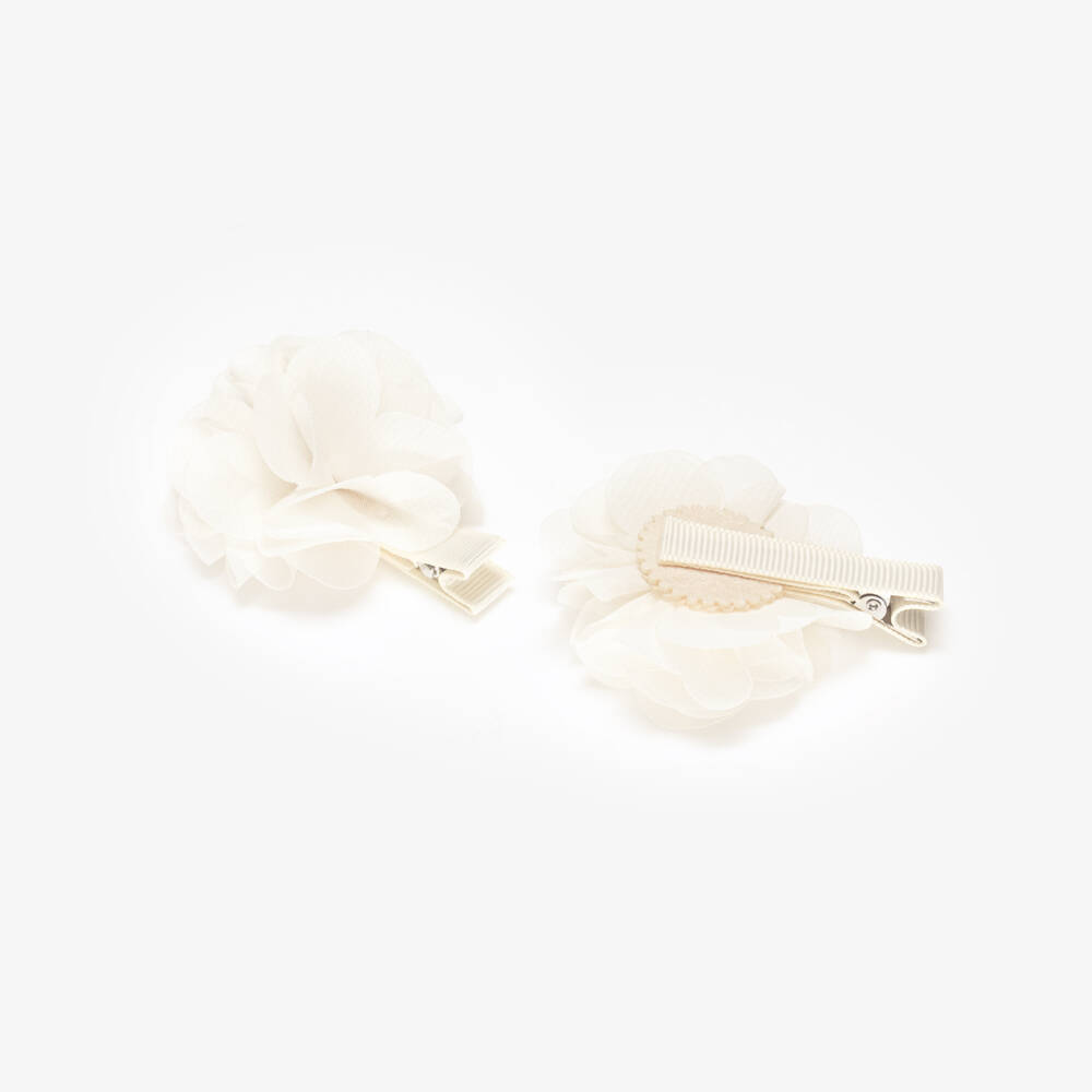 Abel & Lula-Ivory Flower Hair Clips 2pk | Childrensalon Outlet