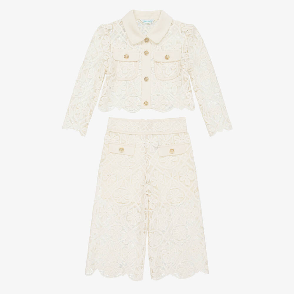 Abel & Lula-Ivory Lace Trouser Set | Childrensalon Outlet