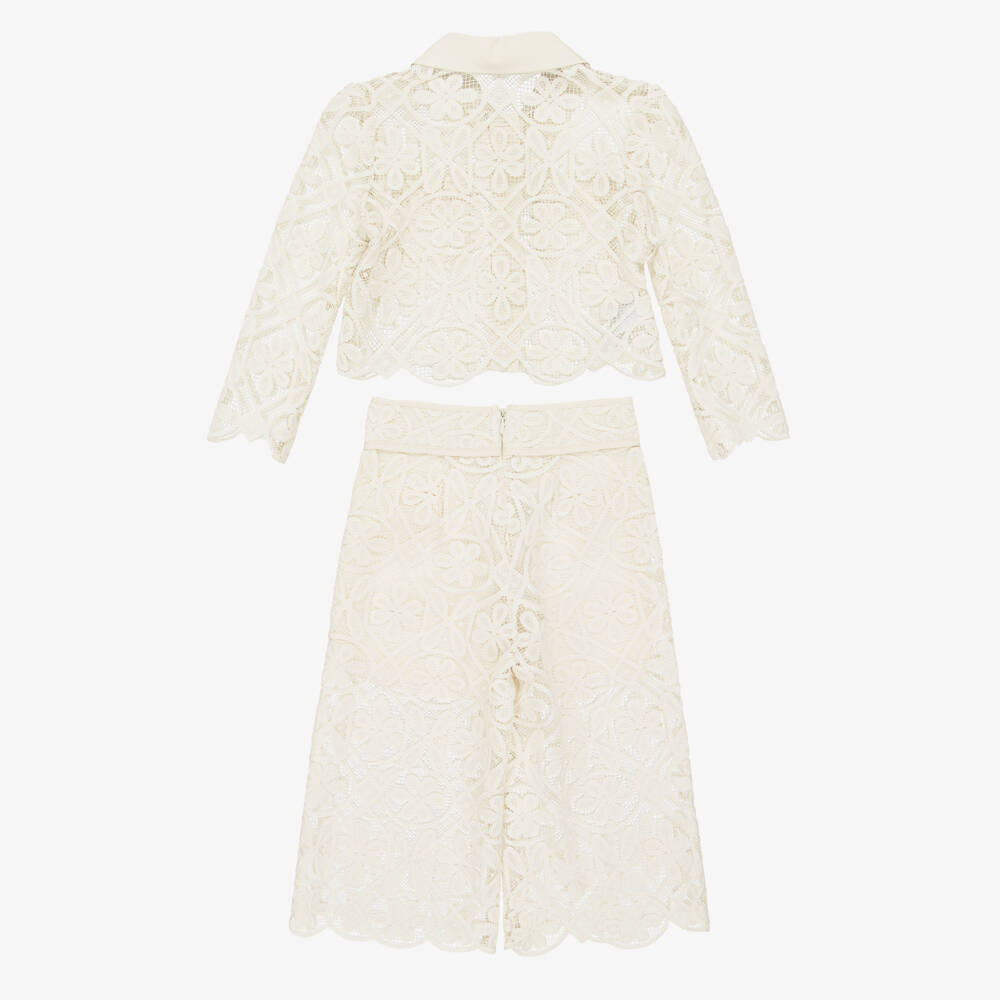 Abel & Lula-Ivory Lace Trouser Set | Childrensalon Outlet