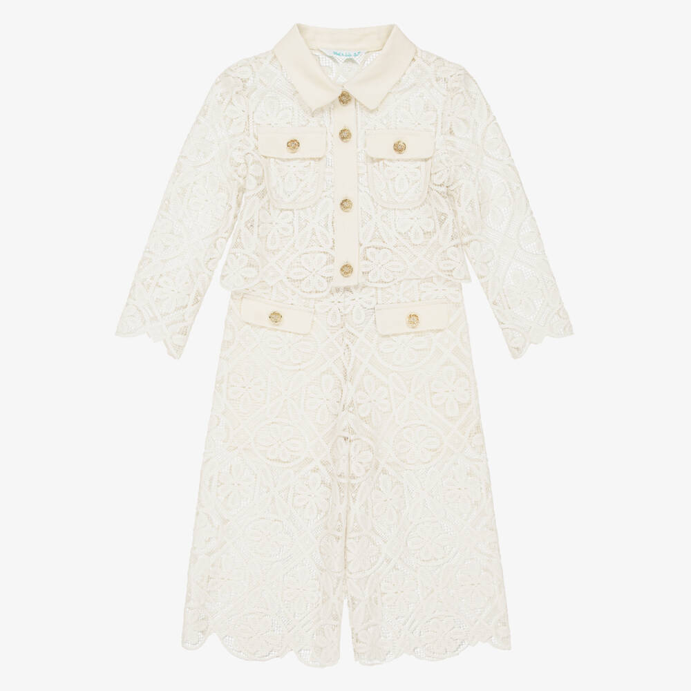 Abel & Lula-Ivory Lace Trouser Set | Childrensalon Outlet