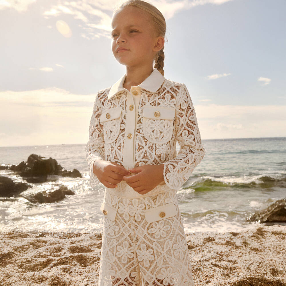 Abel & Lula-Ivory Lace Trouser Set | Childrensalon Outlet