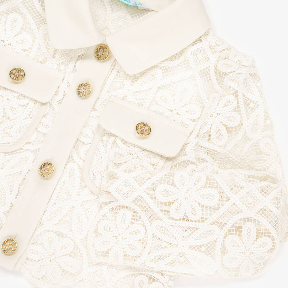 Abel & Lula-Ivory Lace Trouser Set | Childrensalon Outlet