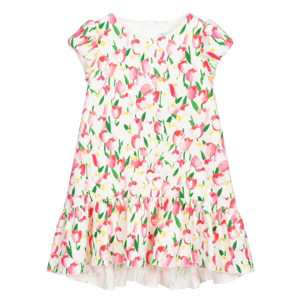 Abel & Lula - Ivory & Pink Tulip Dress  | Childrensalon