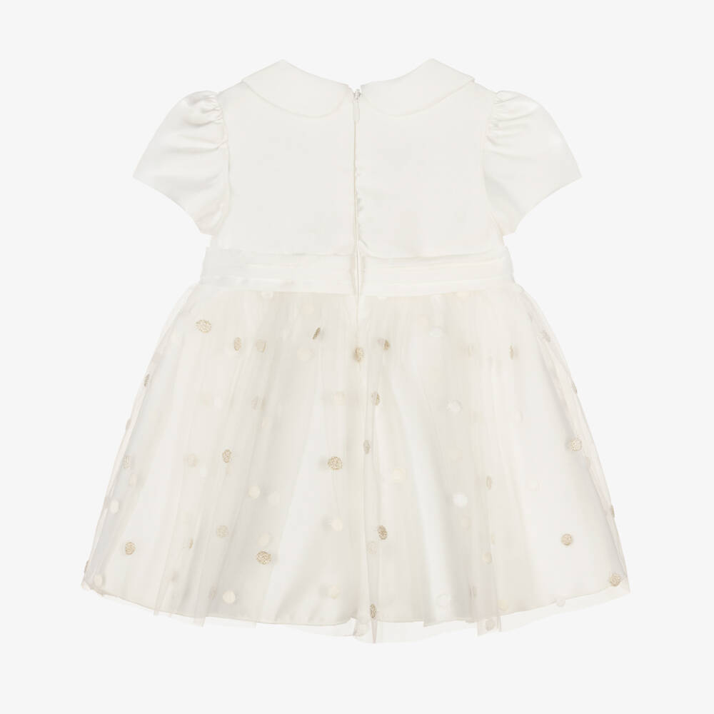 Abel & Lula-Ivory Satin & Tulle Spot Dress | Childrensalon Outlet