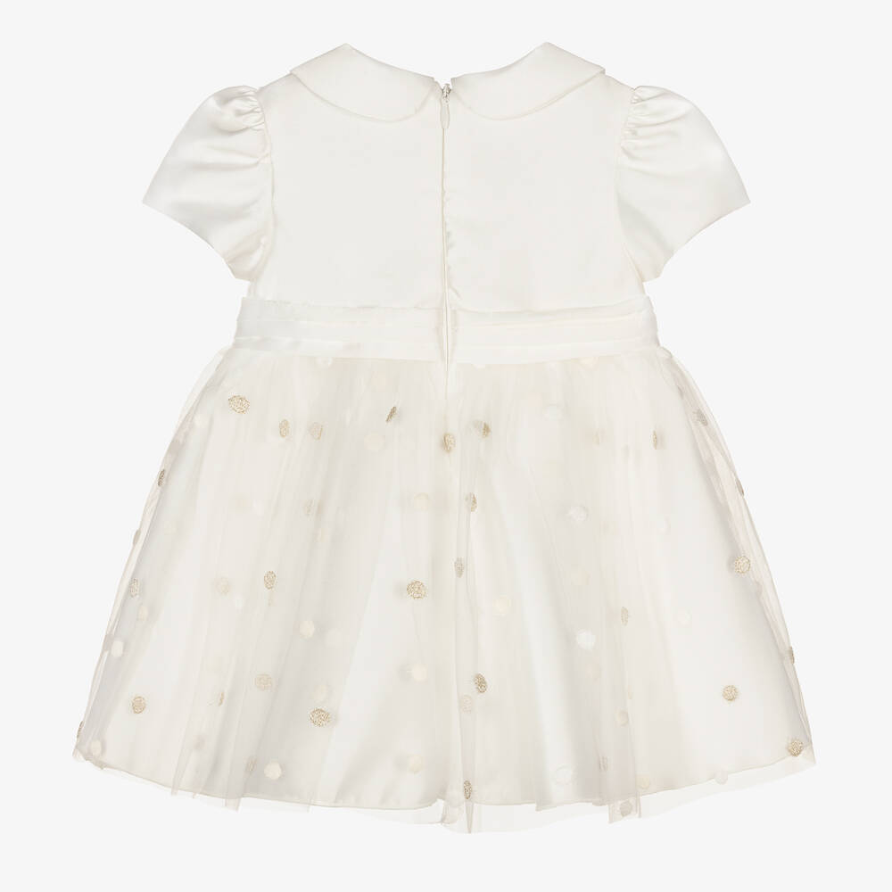 Abel & Lula-Кремовое платье из атласа и тюля в горох | Childrensalon Outlet