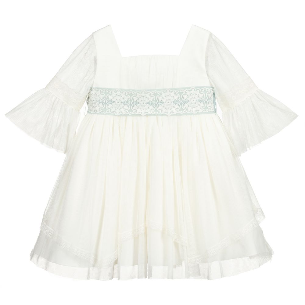 Abel & Lula - Robe ivoire en tulle à dentelle | Childrensalon