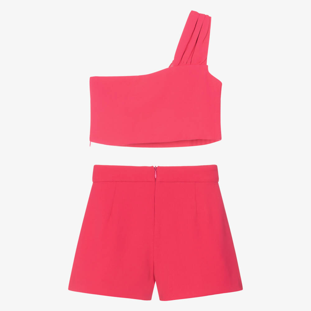 Abel & Lula-Pink Crepe Shorts Set | Childrensalon Outlet