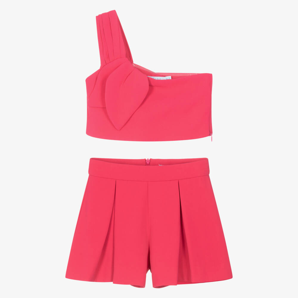 Abel & Lula-Pink Crepe Shorts Set | Childrensalon Outlet