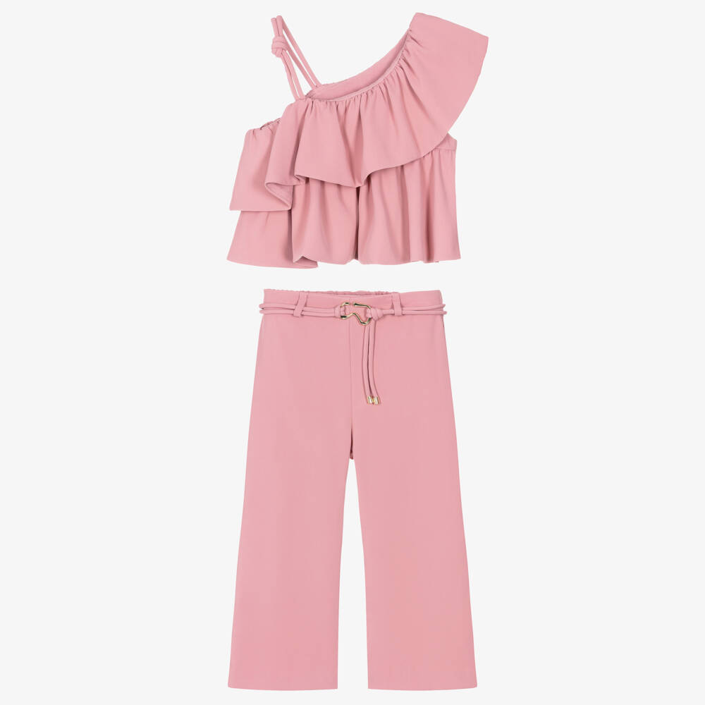 Abel & Lula-Pink Crepe Trouser Set | Childrensalon Outlet