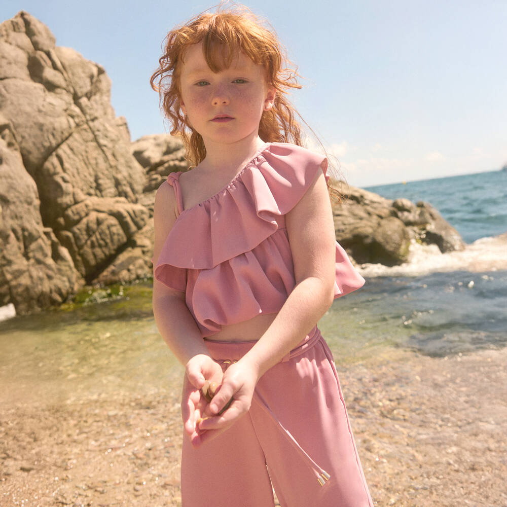 Abel & Lula-Pink Crepe Trouser Set | Childrensalon Outlet