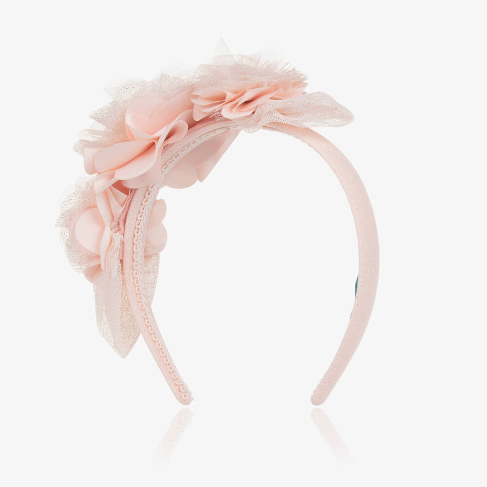Abel & Lula-Pink Floral Tulle Headband for Girls | Childrensalon Outlet