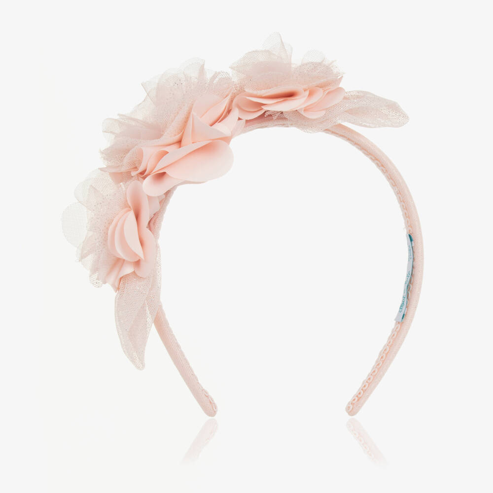 Abel & Lula-Pink Floral Tulle Headband for Girls | Childrensalon Outlet