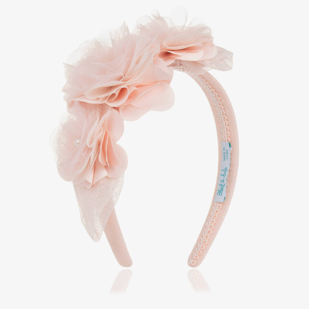 Abel & Lula-Pink Floral Tulle Headband for Girls | Childrensalon Outlet