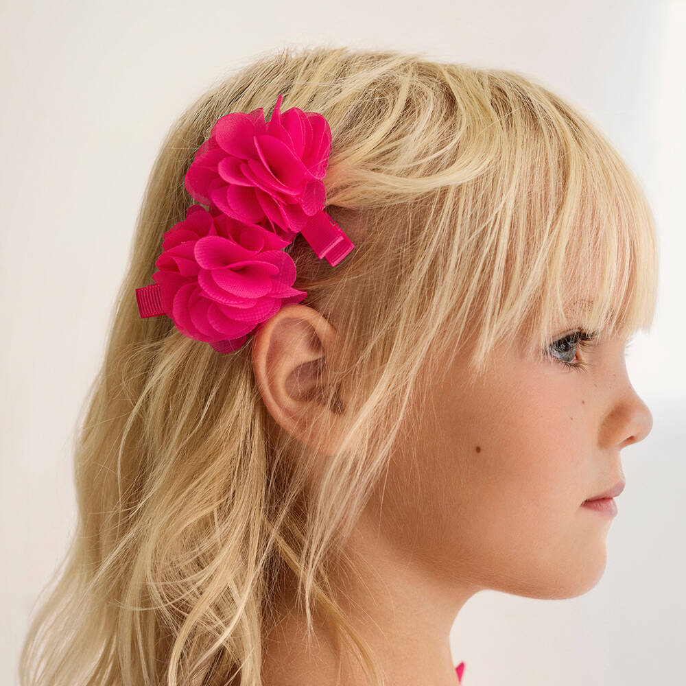 Abel & Lula-Pink Flower Hair Clips 2pk | Childrensalon Outlet
