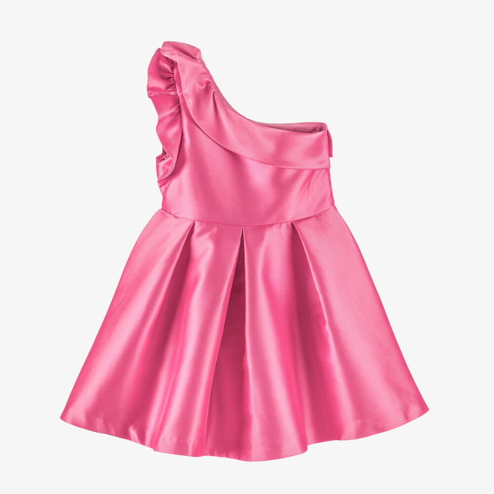 Abel & Lula-Pink One Shoulder Satin Dress | Childrensalon Outlet