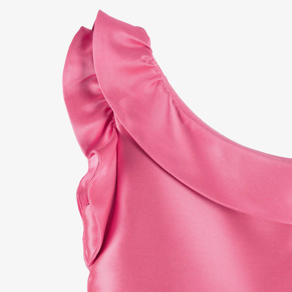 Abel & Lula-Pink One Shoulder Satin Dress | Childrensalon Outlet