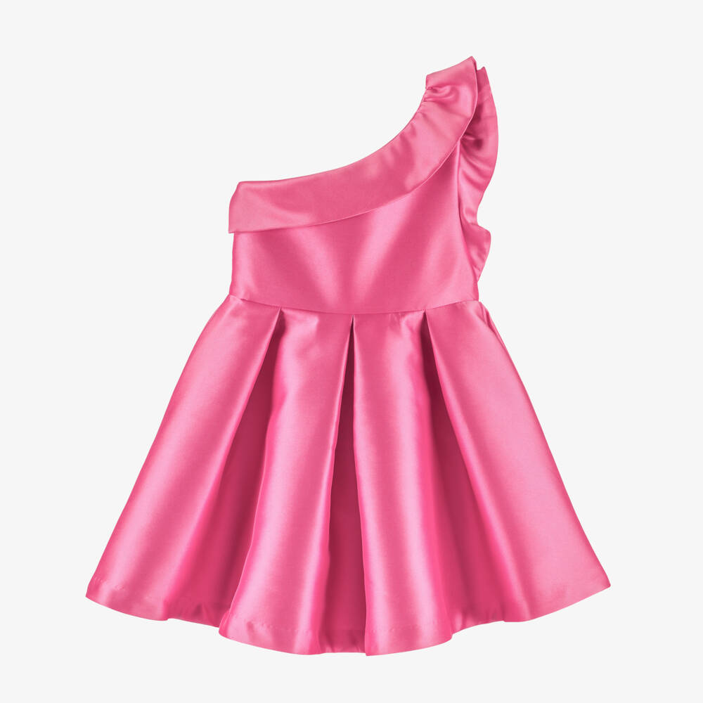 Abel & Lula-Pink One Shoulder Satin Dress | Childrensalon Outlet