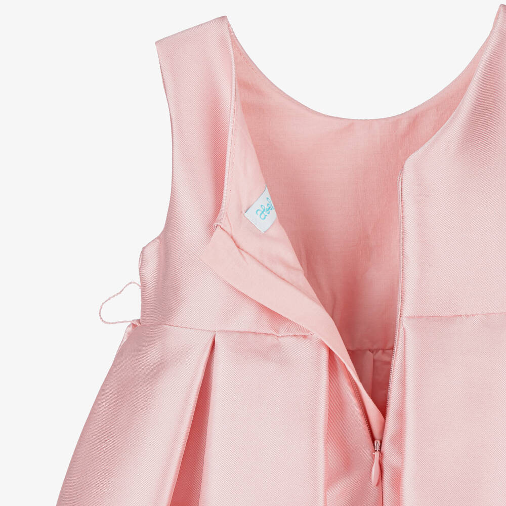 Abel & Lula-Pink Satin Rose Tulle Belt Dress | Childrensalon Outlet