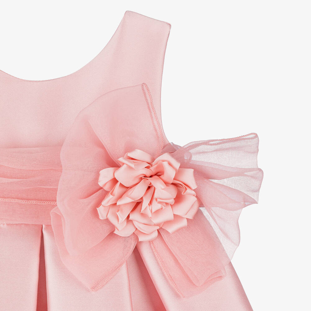 Abel & Lula-Pink Satin Rose Tulle Belt Dress | Childrensalon Outlet