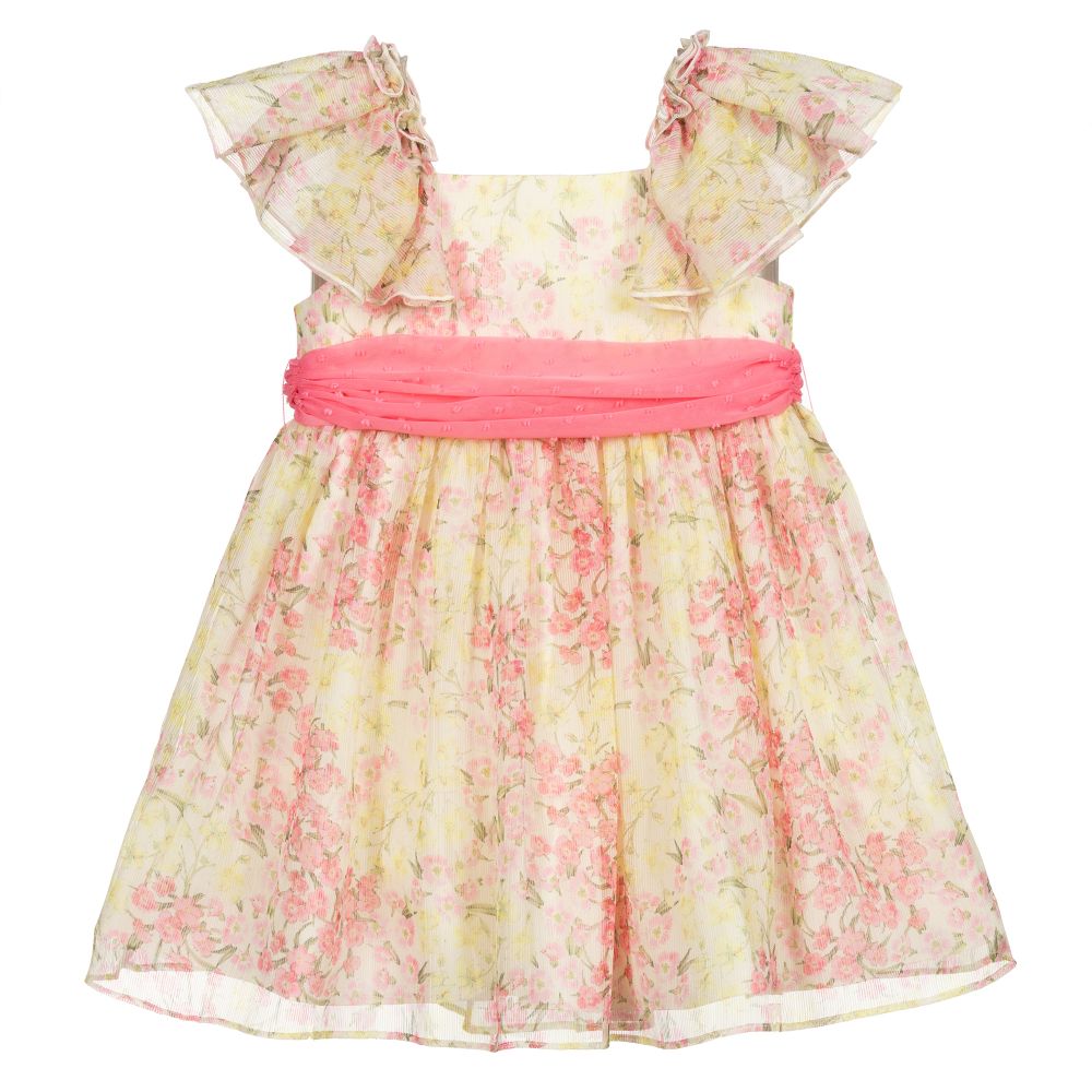 Abel & Lula - Robe rose et jaune en mousseline | Childrensalon