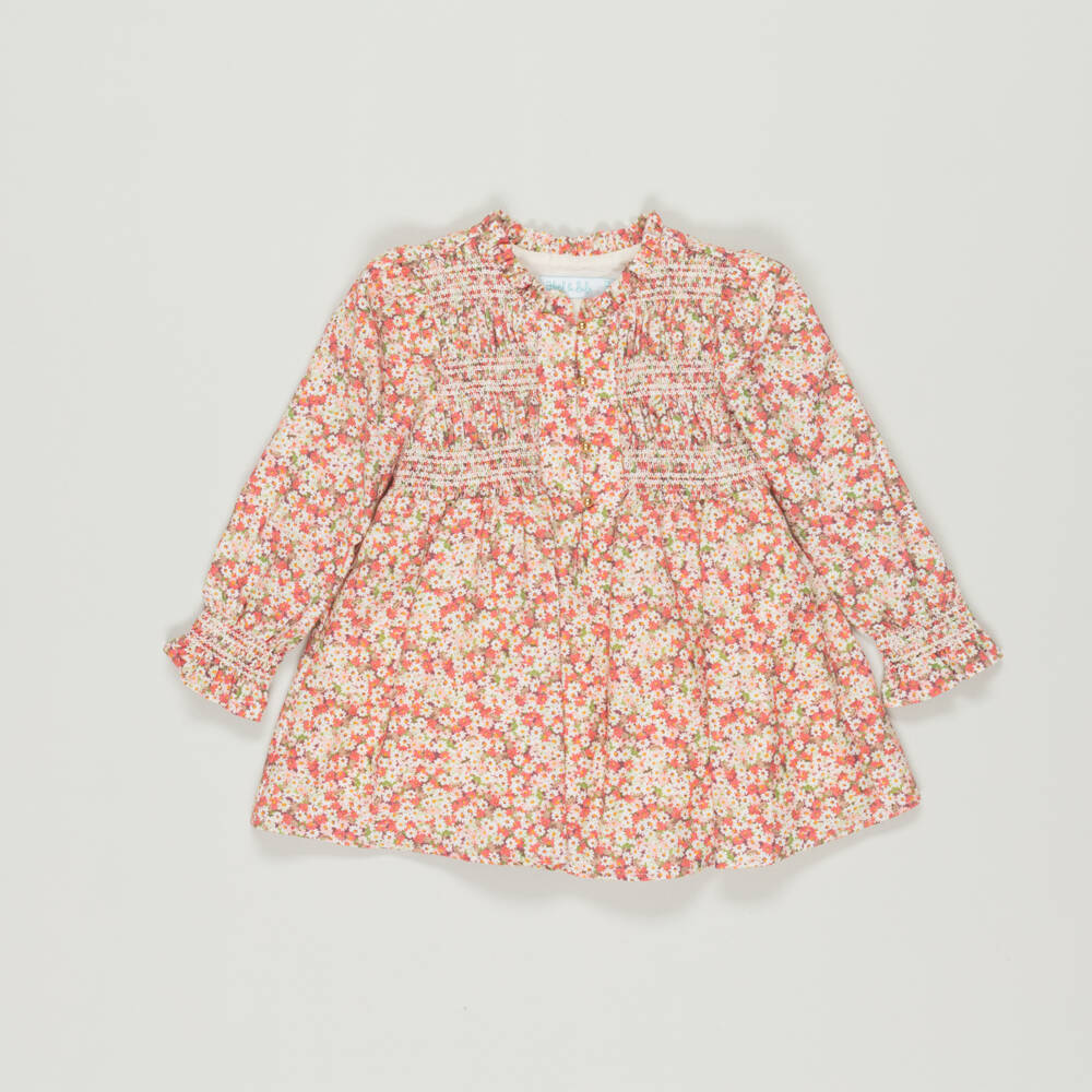 Abel & Lula-Preloved Girls Pink Floral Smocked Dress (12 months) | Childrensalon Outlet