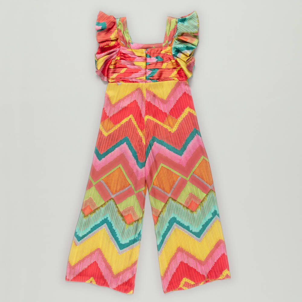 Abel & Lula-Preloved Girls Pink Geometric Print Jumpsuit (8 years) | Childrensalon Outlet