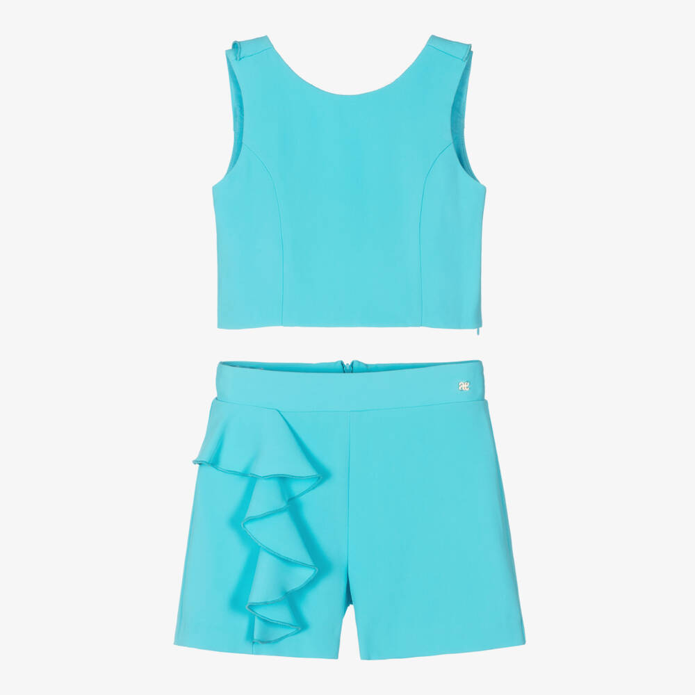 Abel & Lula-Turquoise Girls Crêpe Ruffle Set | Childrensalon Outlet