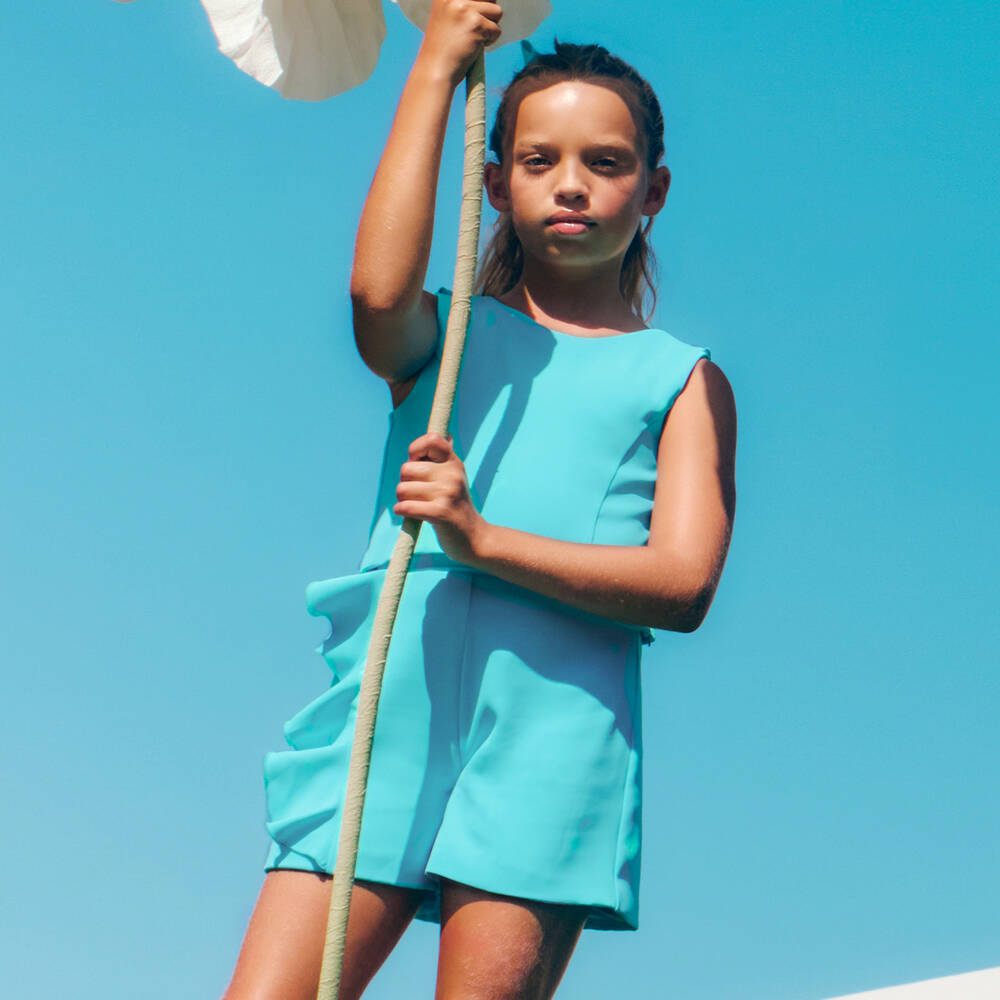 Abel & Lula-Костюм из крепа с оборками бирюзовый для девочек | Childrensalon Outlet