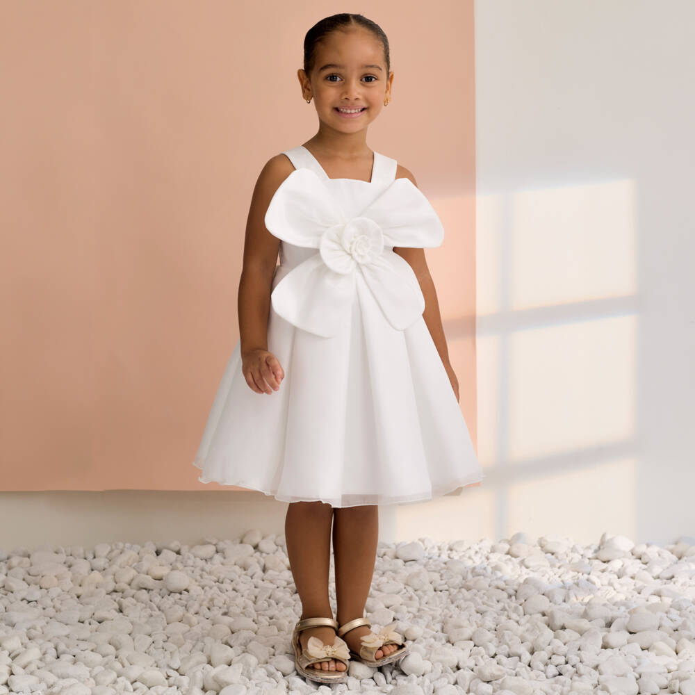Abel & Lula-White Flower Satin Dress | Childrensalon Outlet