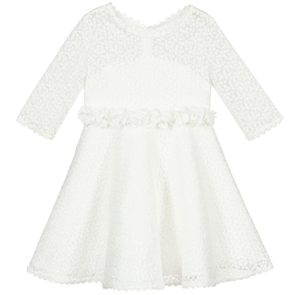 Abel & Lula - Robe fleurie blanche en dentelle | Childrensalon