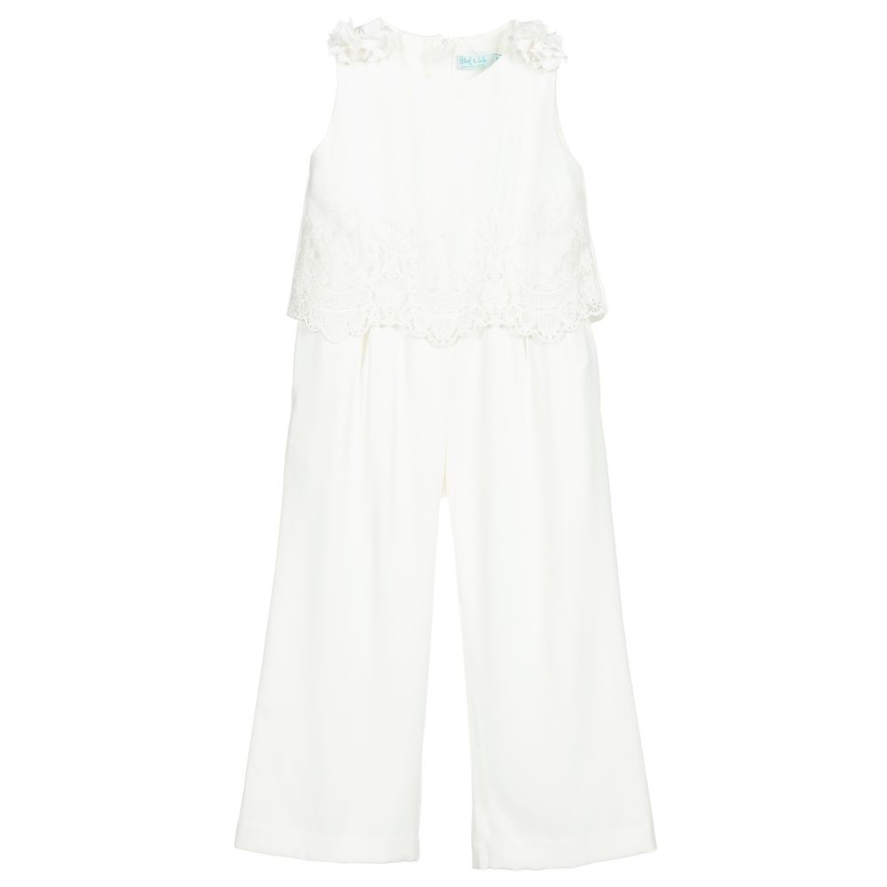 Abel & Lula - Combi-pantalon blanche en dentelle | Childrensalon