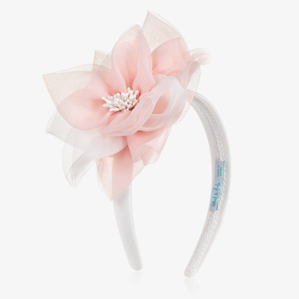 Abel & Lula-White Organza Flower Appliqué Hairband | Childrensalon Outlet