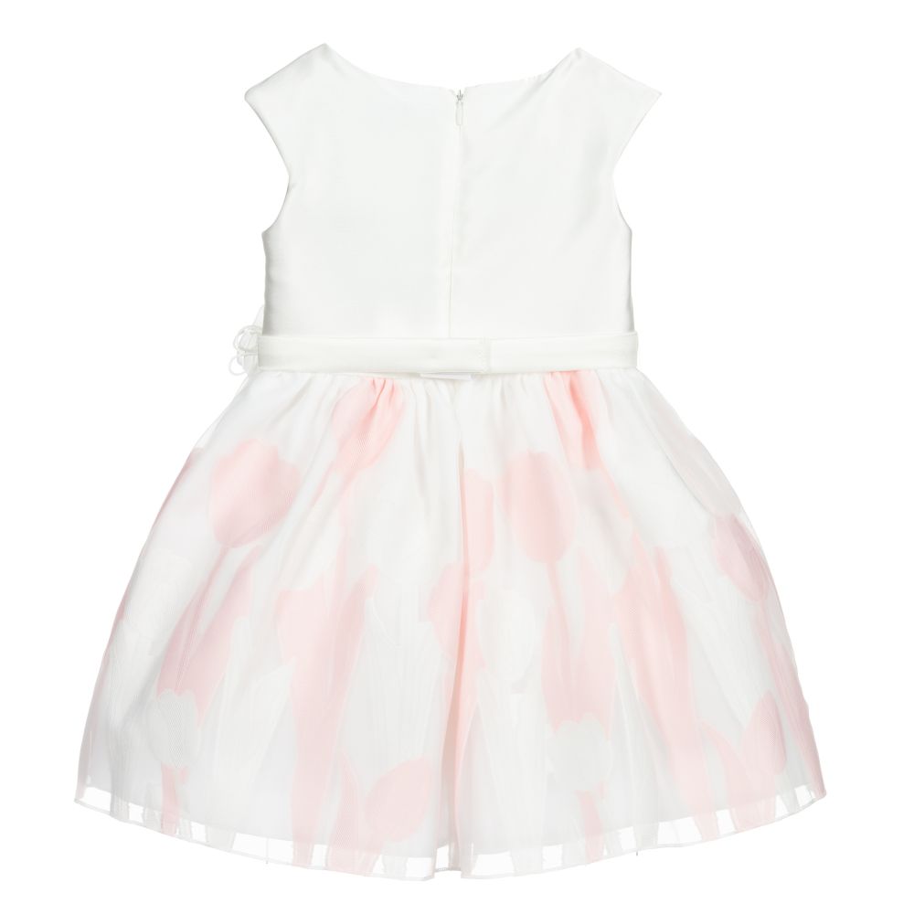 Abel & Lula-White & Pink Satin Dress | Childrensalon Outlet