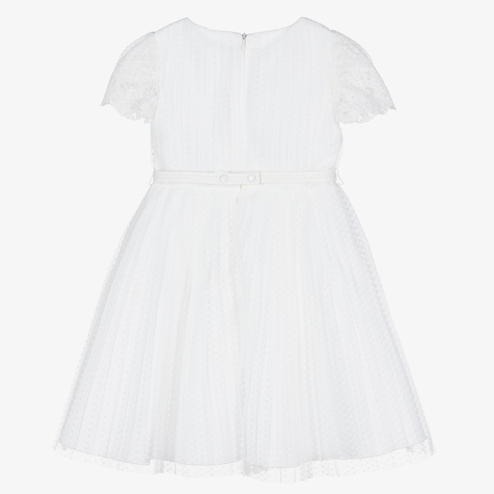 Abel & Lula-Белое плиссированное платье из тюля | Childrensalon Outlet