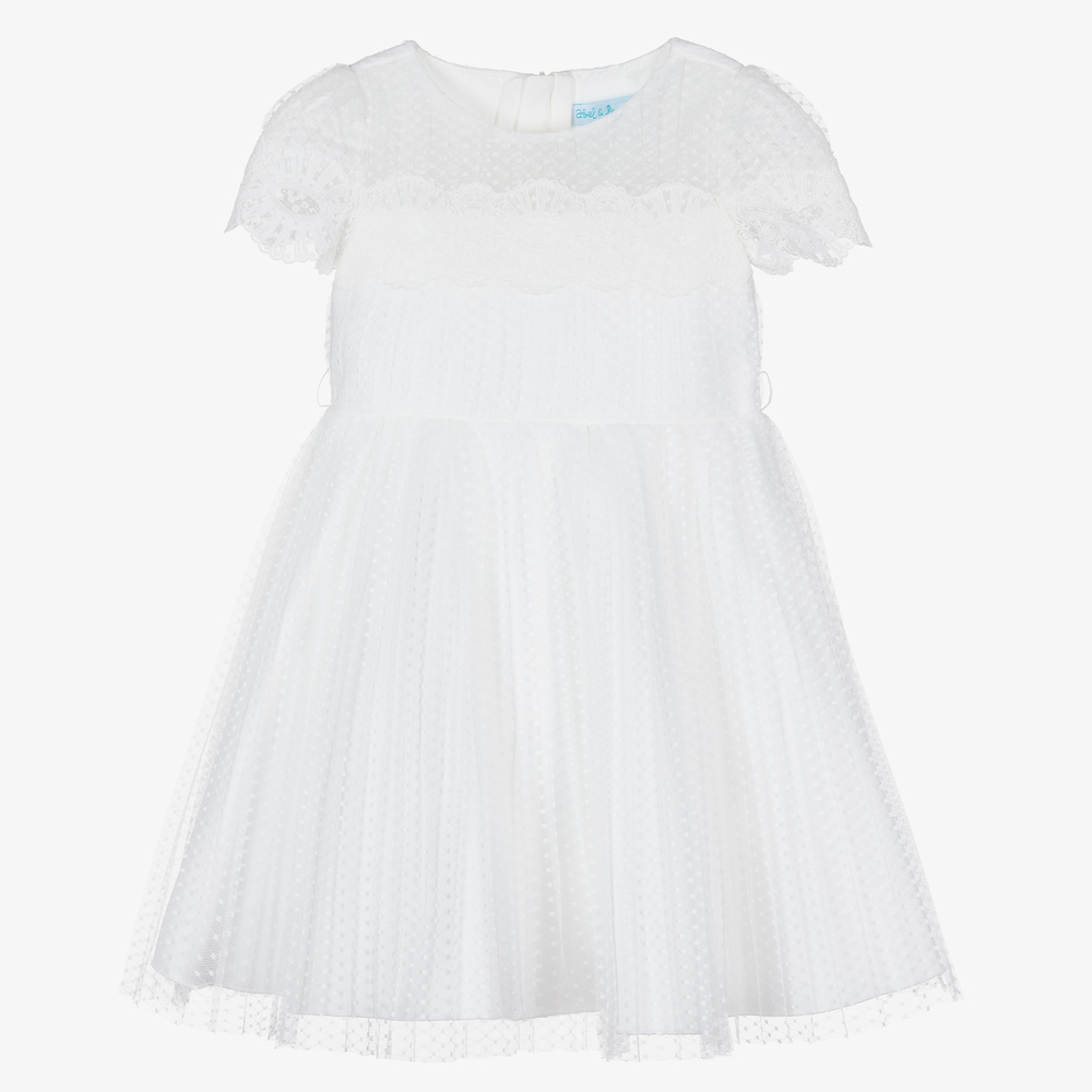 Abel & Lula-Белое плиссированное платье из тюля | Childrensalon Outlet