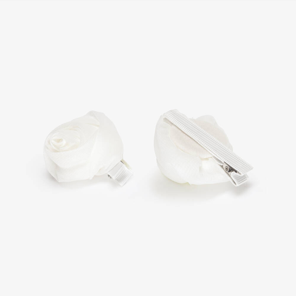 Abel & Lula-White Rose Hair Clips 2pk | Childrensalon Outlet