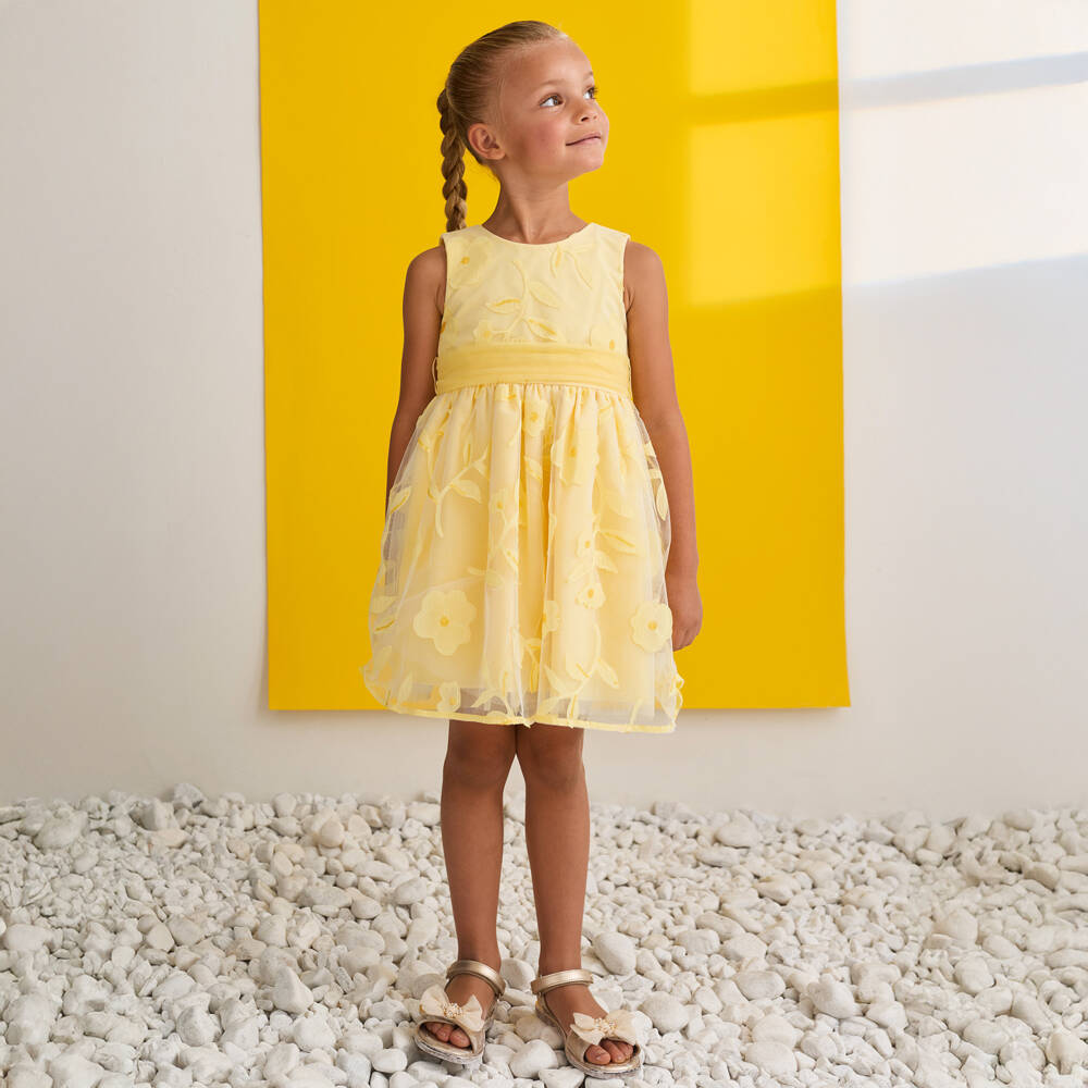 Abel & Lula-Yellow Floral Dress | Childrensalon Outlet