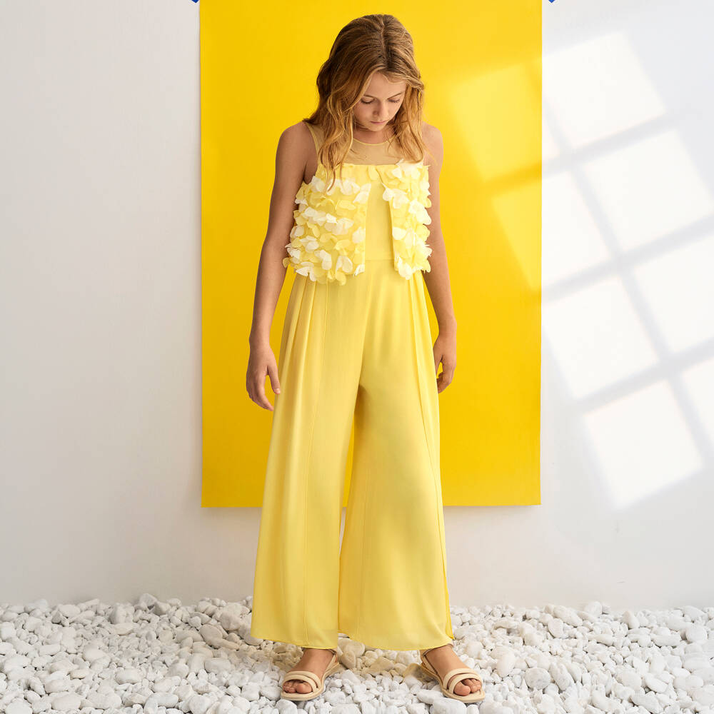 Abel & Lula-Yellow Flower Jumpsuit | Childrensalon Outlet