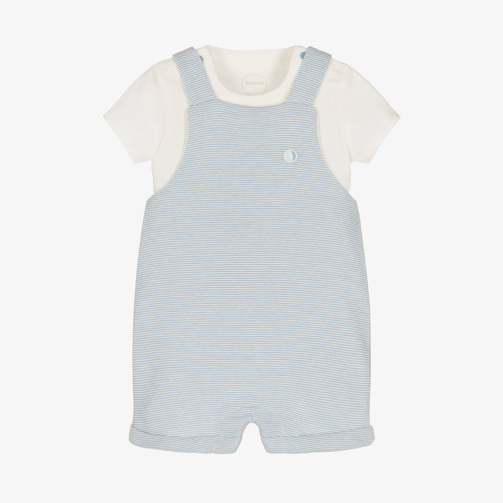 Absorba - Baby Boys Blue Striped Dungaree Set | Childrensalon