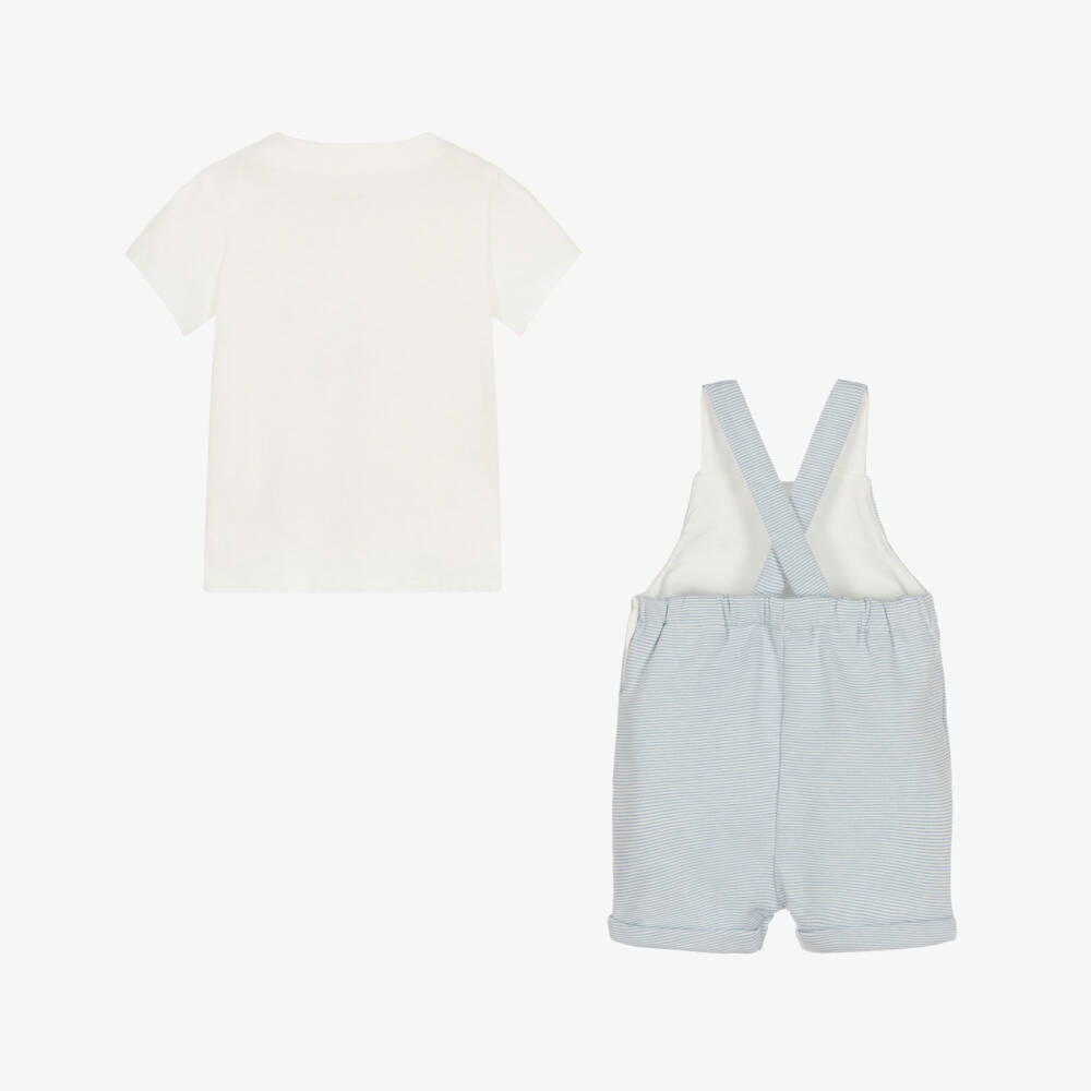 Absorba-Baby Boys Blue Striped Dungaree Set | Childrensalon Outlet