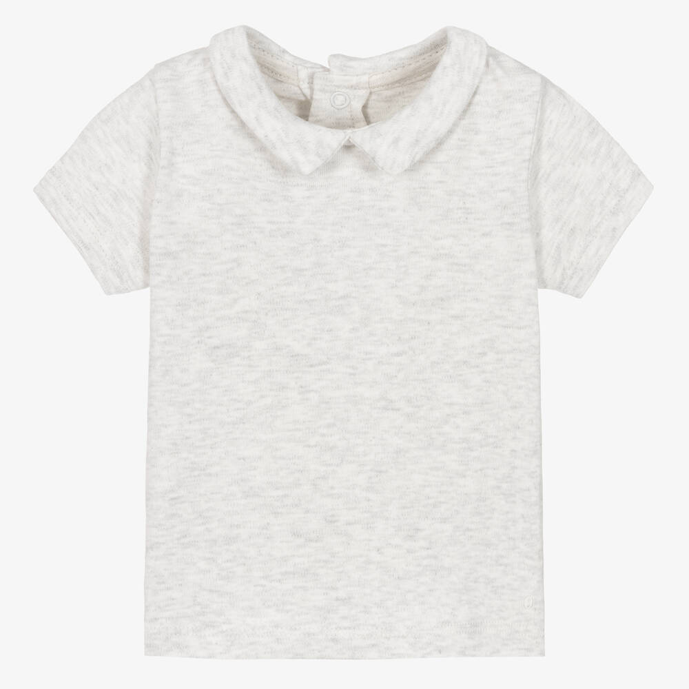 Absorba - Baby Boys Grey Marl Cotton T-Shirt | Childrensalon
