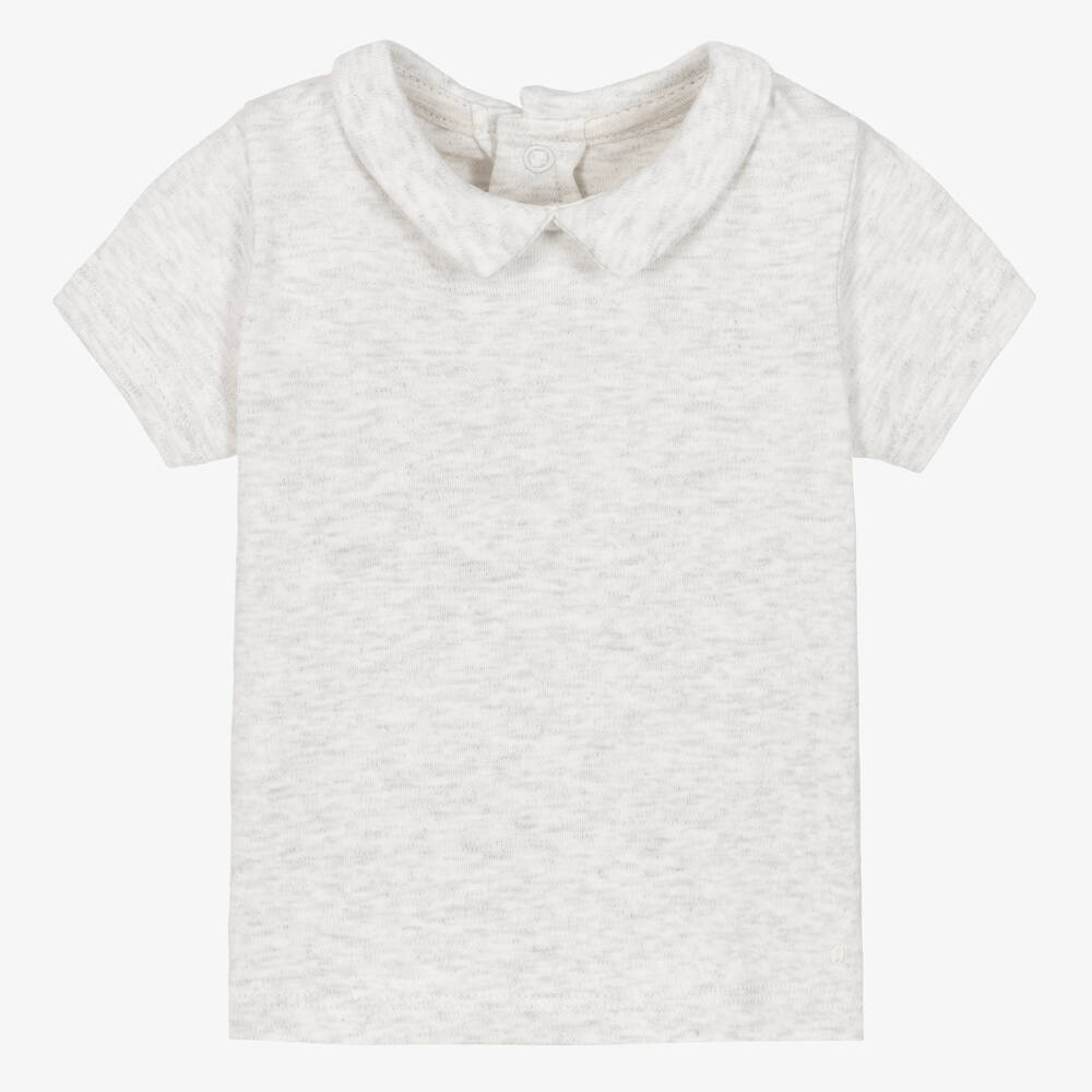 Absorba-Baby Boys Grey Marl Cotton T-Shirt | Childrensalon Outlet