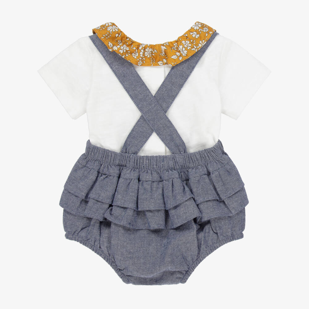 Absorba-Baby Girls Blue Dungaree Set | Childrensalon Outlet