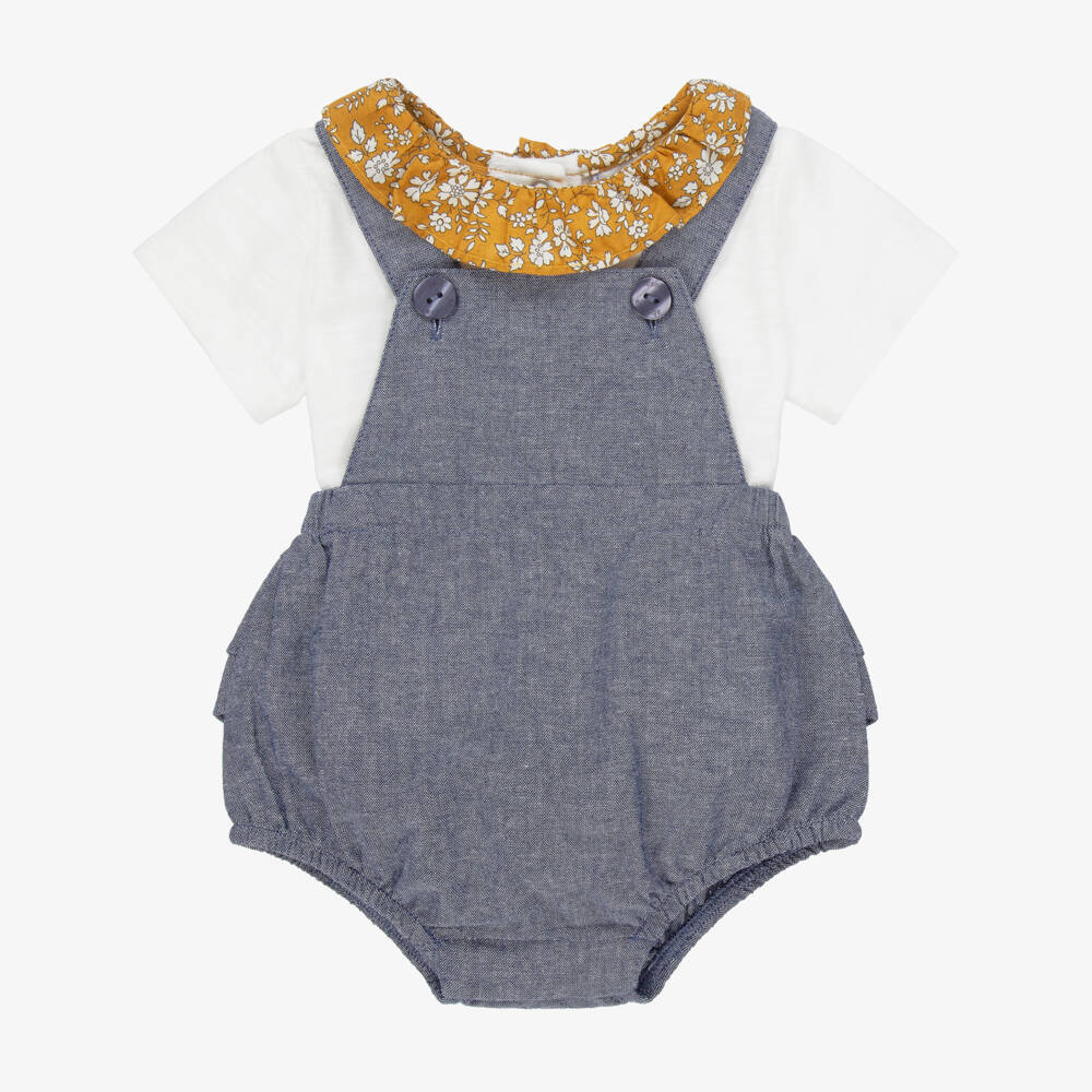 Absorba-Baby Girls Blue Dungaree Set | Childrensalon Outlet