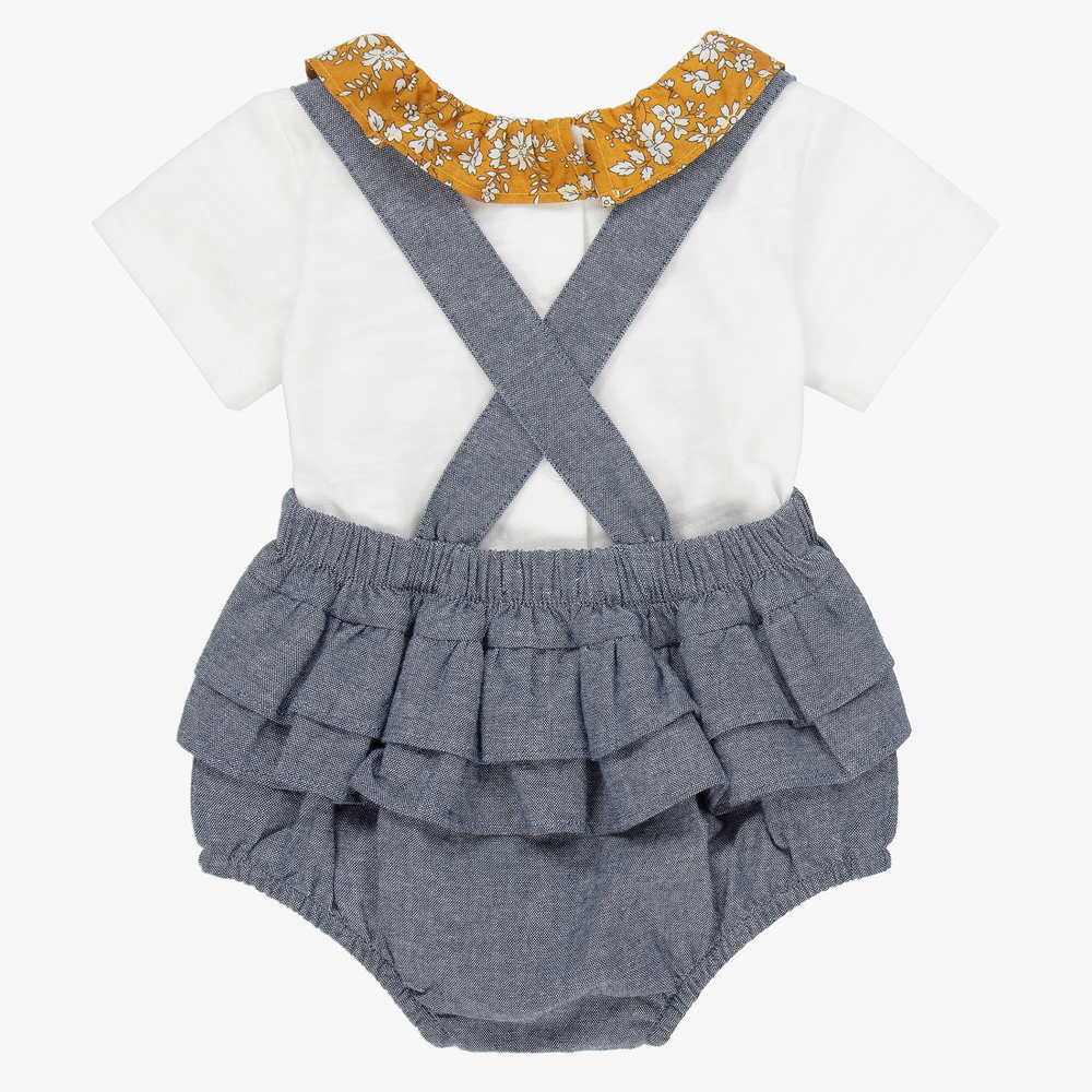 Absorba-Baby Girls Blue Dungaree Set | Childrensalon Outlet