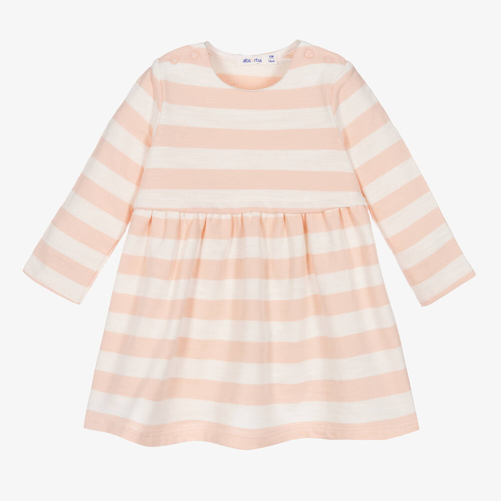 Absorba - Robe rose rayée en coton bébé fille | Childrensalon
