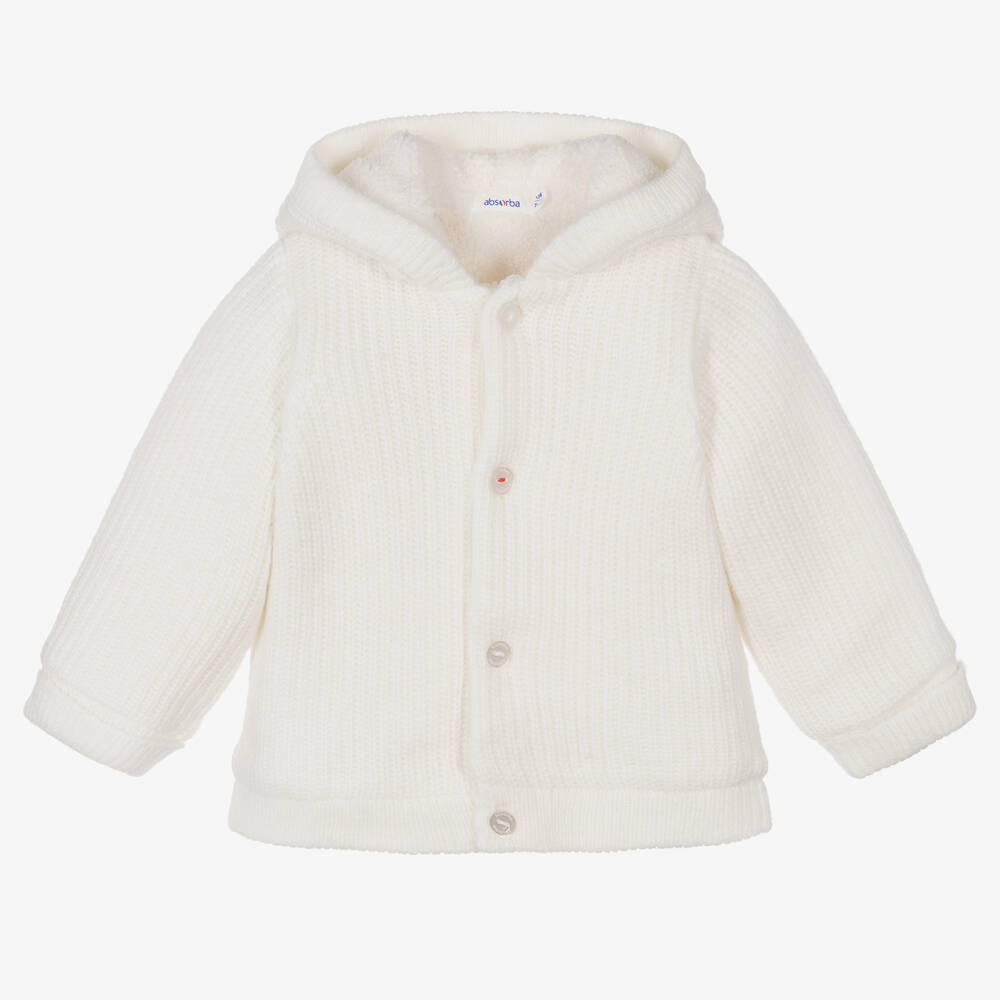 Absorba-جاكيت صوف محبوك لون أبيض للأطفال | Childrensalon Outlet