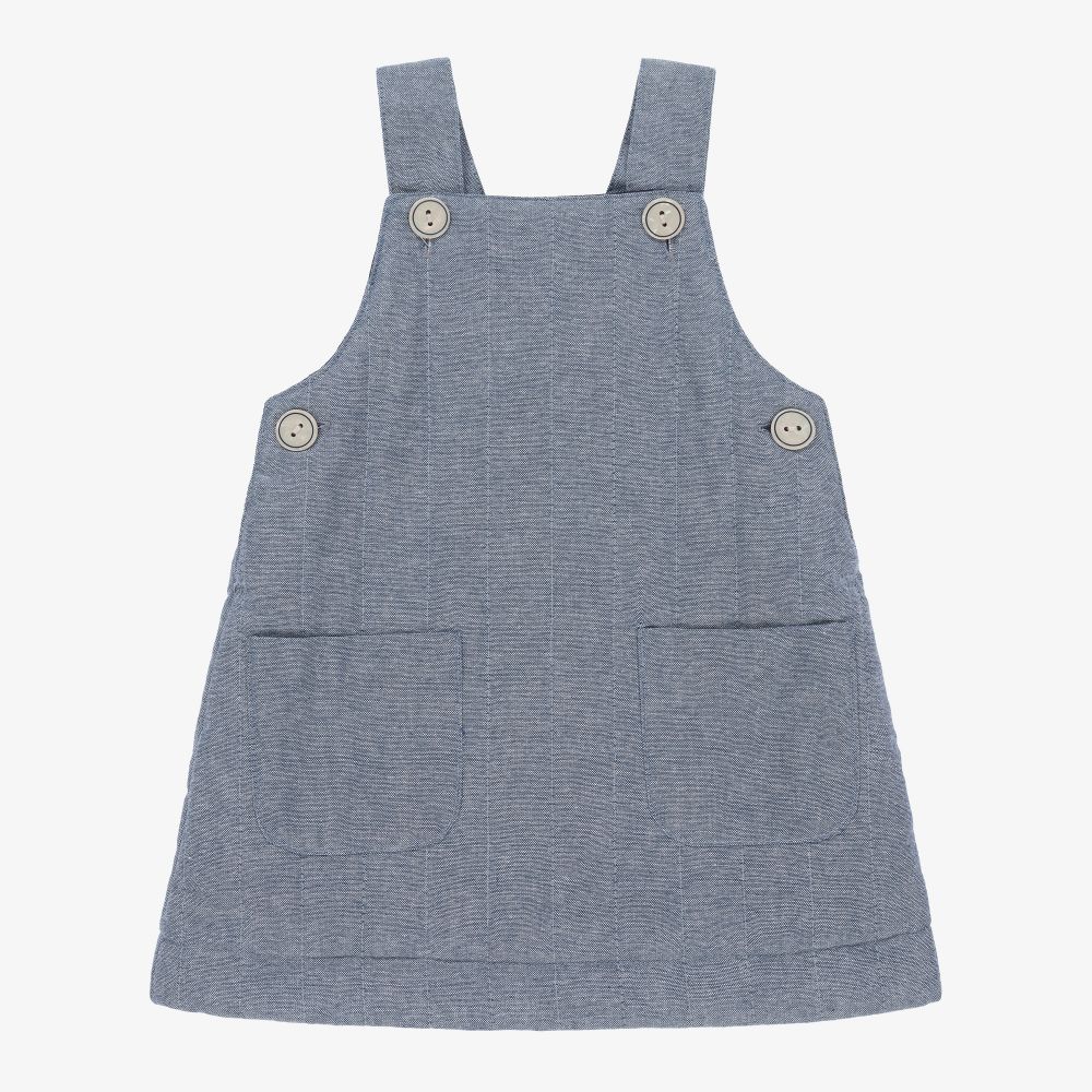 Absorba - Blaues Trägerkleid aus Chambray | Childrensalon