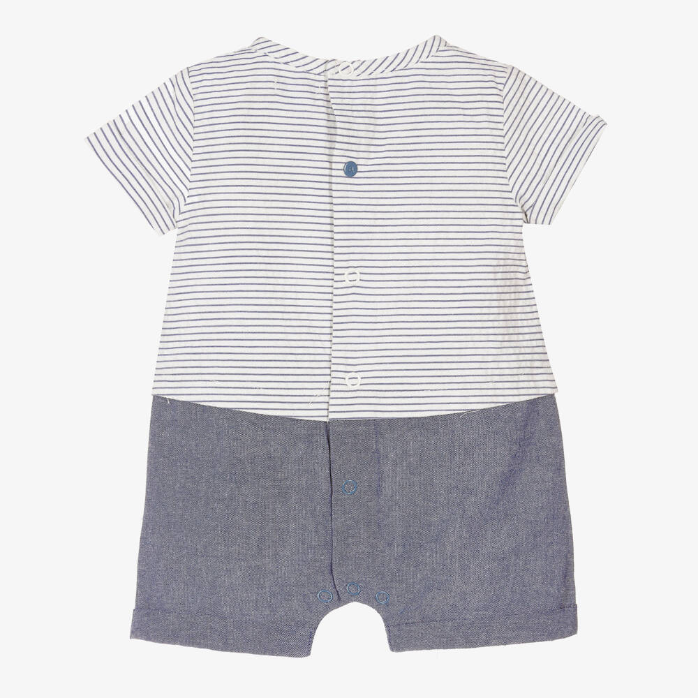 Absorba-Blue Chambray Stripe Shortie | Childrensalon Outlet